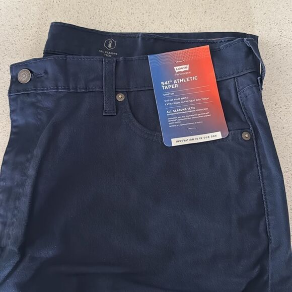 NWT Levi’s 541 Athletic Tapered Stretch Navy Pants Levi's Blue Tech 40 30 - Picture 2 of 8